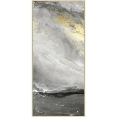 Wendover Art Group Waves Of Promise 3 By Lillian August - Floater Frame Painting On Canvas In Gray;yellow