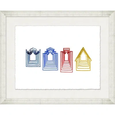Wendover Art Group Wells - Picture Frame Painting On Paper In Blue;red;yellow