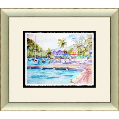 Wendover Art Group West End, Tortola - Picture Frame Painting On Paper In Blue;green