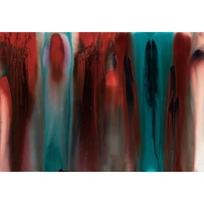 Wendover Art Group Western Flame By Christopher Kennedy - Unframed Painting In Black;red;turquoise