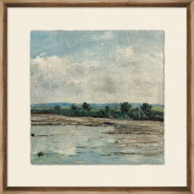 Wendover Art Group Western Marsh 1 - Picture Frame Painting On Paper In Blue;brown;green