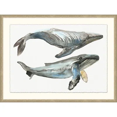 Wendover Art Group Whale Duet - Picture Frame Painting On Paper In Blue;white;gray