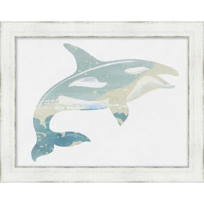 Wendover Art Group Whale Relief 2 - Picture Frame Painting On Paper In Blue;white