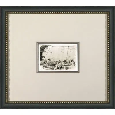 Wendover Art Group Whistlers Fishing Village Iii - Picture Frame Painting On Paper In Black;gray