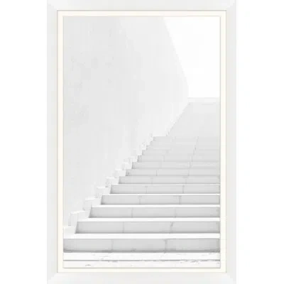 Wendover Art Group White Washed Stairs 2 A - Shadowbox Photograph On Paper In White;gray