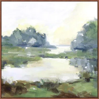 Wendover Art Group Willow Springs - Floater Frame Print On Canvas In Blue,white,green
