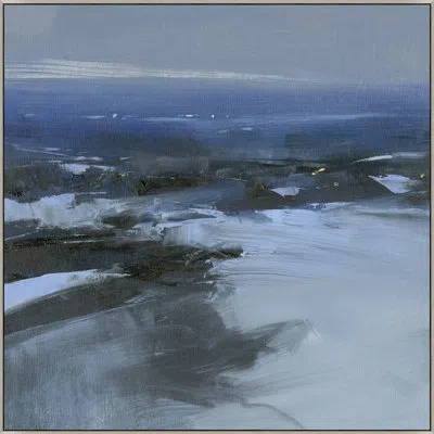 Wendover Art Group Winter Landscape By Thom Filicia - Floater Frame Painting On Canvas On Canvas In Blue;black;gray