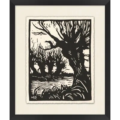 Wendover Art Group Wood Block Path - Picture Frame Painting On Paper In Black;beige