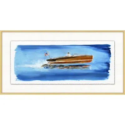 Wendover Art Group Wooden Speed Boat - Picture Frame Painting In Blue;brown;white