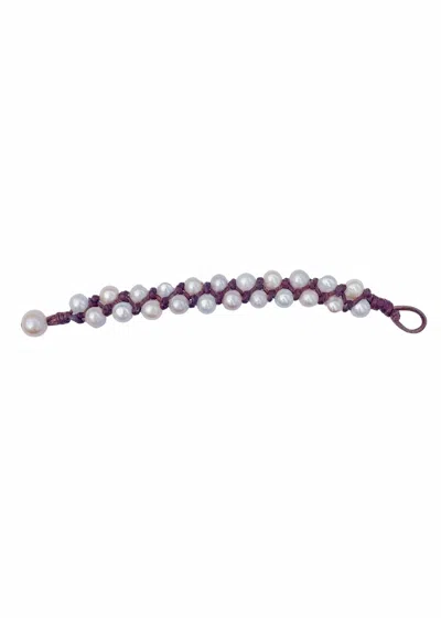 Wendy Mignot Women's Triple Weave Bracelet In White/ Purple In Metallic