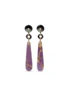 Wendy Yue 18k Rose Gold Drop Multi-stone Earrings In Purple