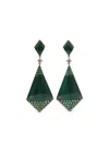 Wendy Yue 18kt Yellow Gold Shield Malachite Earrings In Green
