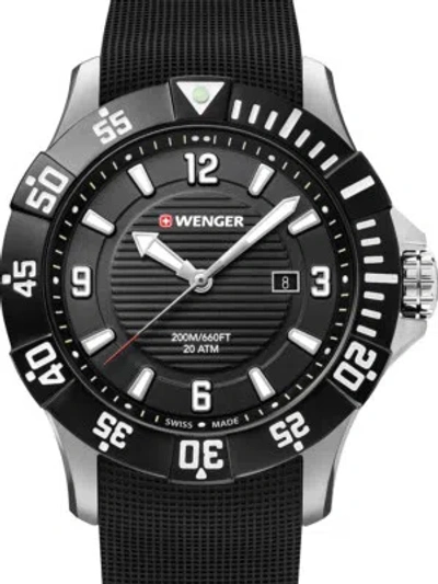Pre-owned Wenger 01.0641.132 Seaforce Diver Mens Watch 43mm 20atm