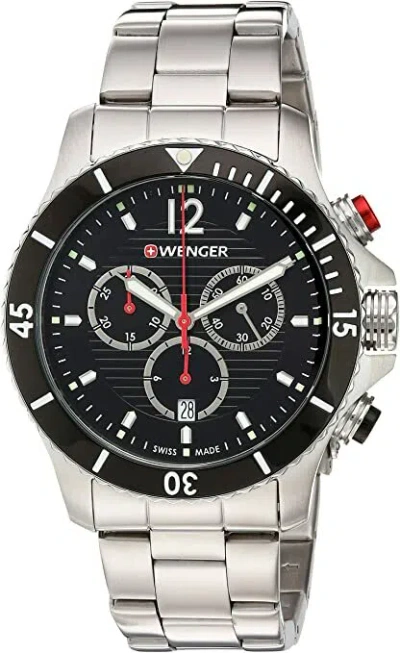 Pre-owned Wenger Seaforce Divers Chronograph Swiss Made Men's Watch Black Dial 01.0643.109