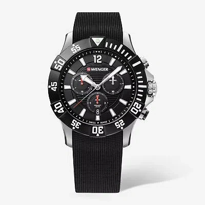 Pre-owned Wenger Swiss Army 01.0643.118 Men's Seaforce Black Chronograph Watch 43 Mm $390