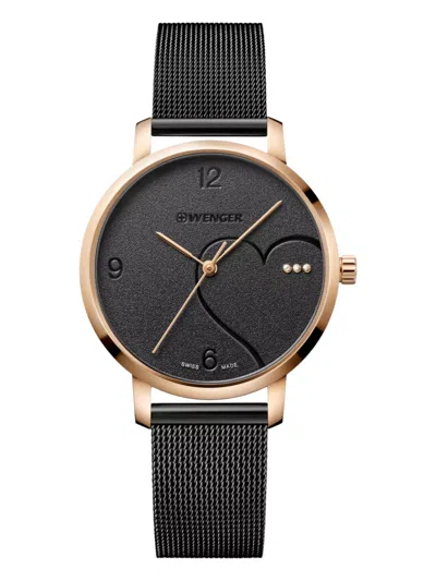 Wenger Swiss Army Ladies 01.1731.113 Metropolitan Donnissima Black Dial Watch 38 Mm