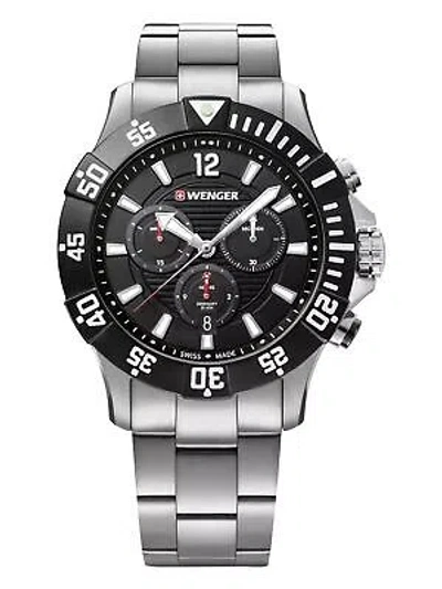 Pre-owned Wenger Swiss Army Men's 01.0643.117 Seaforce Black Dial Watch 43mm Msrp $410