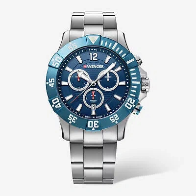 Pre-owned Wenger Swiss Army Men's 01.0643.119 Seaforce Blue Dial Chronograph Watch 43mm