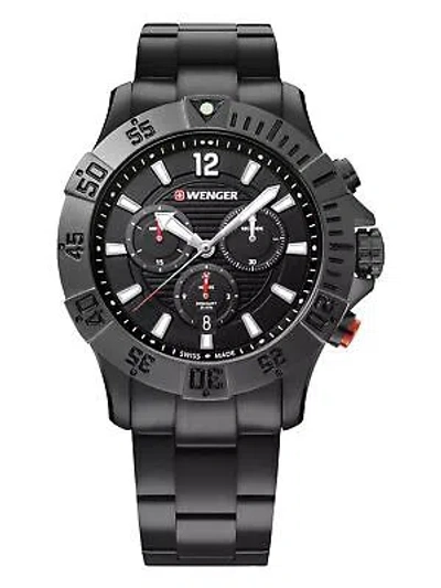 Pre-owned Wenger Swiss Army Men's 01.0643.121 Seaforce Black Dial Watch 43 Mm Msrp $425