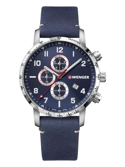 Wenger Swiss Army Men's 01.1543.109 Attitude Blue Dial Watch 44mm In Silver