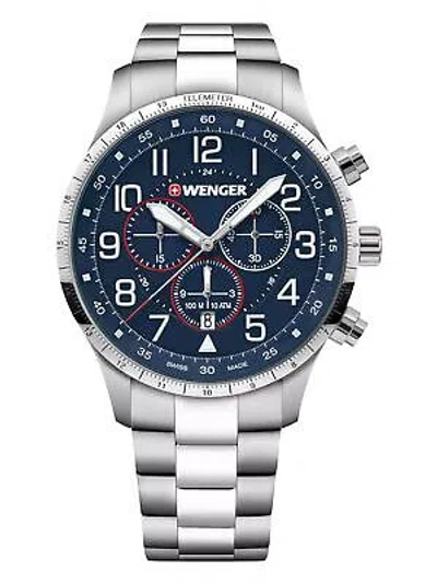 Pre-owned Wenger Swiss Army Men's 01.1543.118 Attitude Chrono Blue Dial 44 Mm Msrp $365