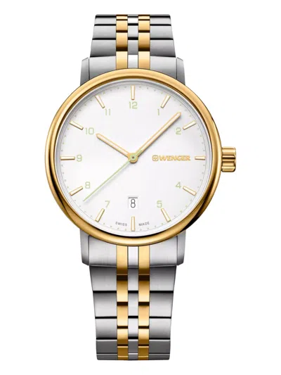 Wenger Swiss Army Men's 01.1731.122 Urban Classic White Dial Watch 40 Mm In Gold