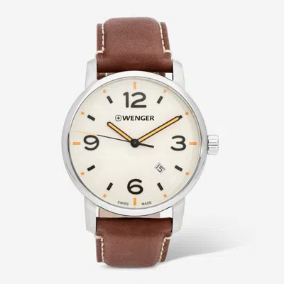 Wenger Swiss Army Men's 01.1741.133 Urban Metro Beige Dial Watch 42 Mm In Gold