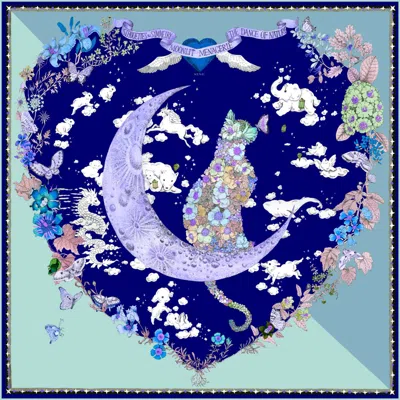 Wenzi Women's Neutrals / Purple  Moonlit Menagerie Hand Painted Double Sided Silk Twill Scarf In Gray