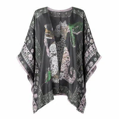 Wenzi Women's  Hand-painted Double-sided Mulberry Silk Short Kimono In Black/purple