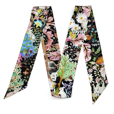 Wenzi Women's  Mulberry Silk Ribbon Scarf, Double Layer Reversible Skinny Silk Scarf, Hair Scarf, Whi In Purple