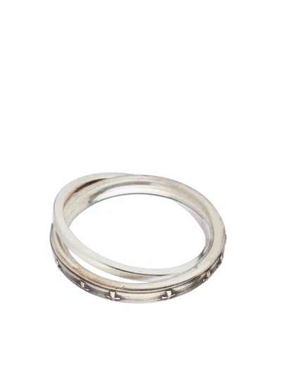 Werkstatt:münchen Stylish Silver Double Ring For Men In Gray