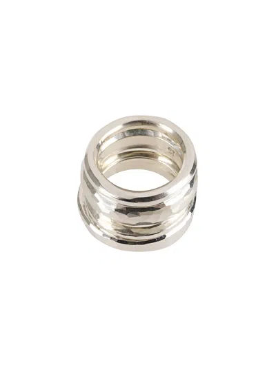 Werkstatt:münchen 4 Hammered Ring Set In Metallic