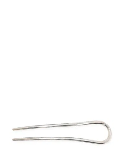 Werkstatt:münchen Hammered Hairpin Brooch In Silber