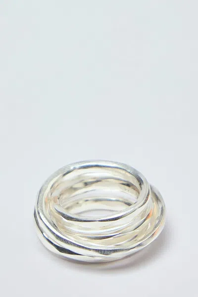 Werkstatt:münchen Hammered Wound Ring In Metallic