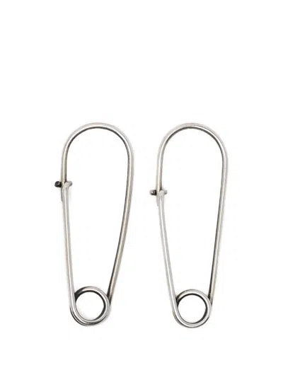 Werkstatt:münchen Safety Pin Fine Earrings In Silver