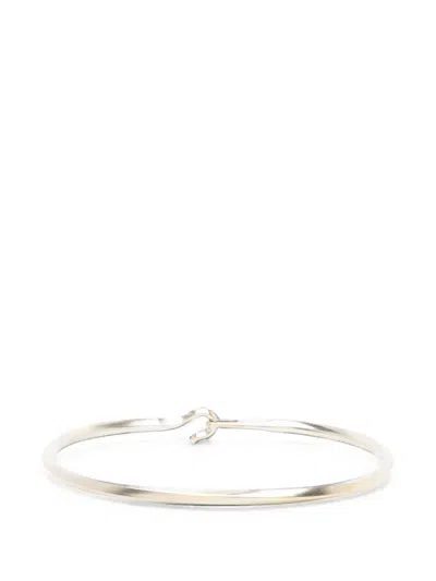Werkstatt:münchen Side Hook Twisted Bangle In Metallic
