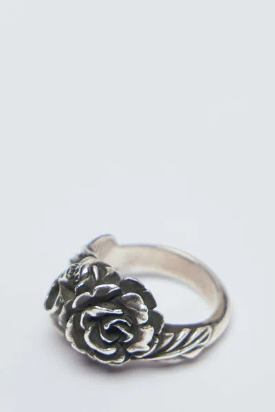 Werkstatt:münchen Werkstatt Ring Skull & Rose In Metallic