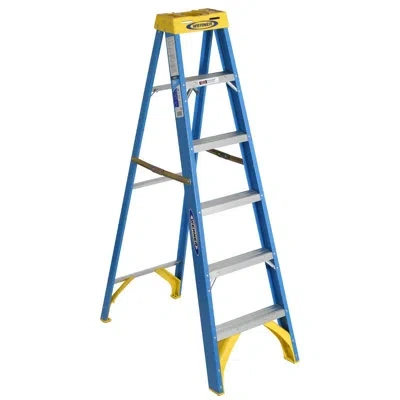 Werner 6 Ft Fiberglass Step Ladder With 225 Lb. Load Capacity In Blue