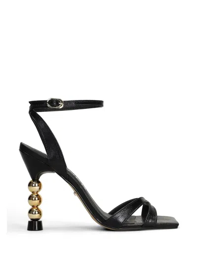 Werner Beaded-heel Crossover-strap Sandals In Black
