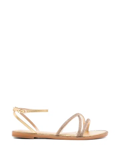 Werner Embellished Flat Sandals In Gold