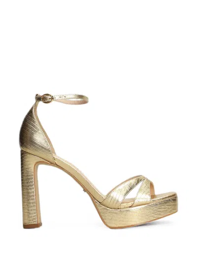 Werner Lizard-effect Platform Sandals In Gold