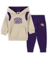 Wes & Willy Baby Boys And Girls 2-piece Lsu Tigers Color Block Pullover Hoodie And Sweatpants Set In Multi