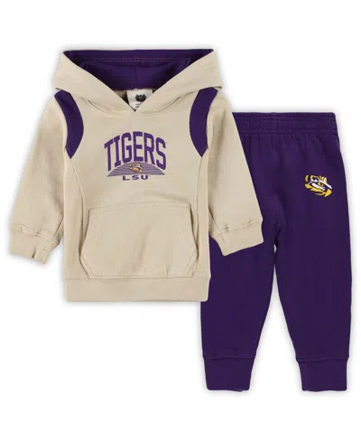 Wes & Willy Baby Boys And Girls 2-piece Lsu Tigers Color Block Pullover Hoodie And Sweatpants Set In Multi