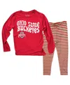 Wes & Willy Baby Boys And Girls 2-piece Ohio State Buckeyes Long Sleeve Top And Striped Tri-blend Leggings Set In Red