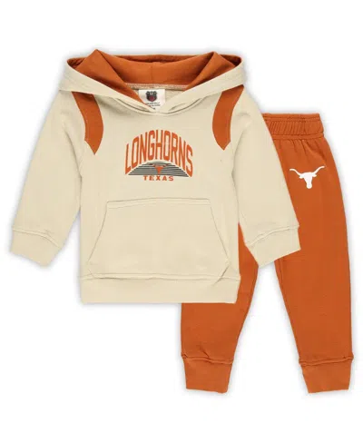 Wes & Willy Kids' Baby Boys And Girls 2-piece Texas Longhorns Color Block Pullover Hoodie And Sweatpants Set In Brown