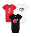 Wes & Willy Baby Boys And Girls 3-pack Wisconsin Badgers Bodysuit Set In Multi