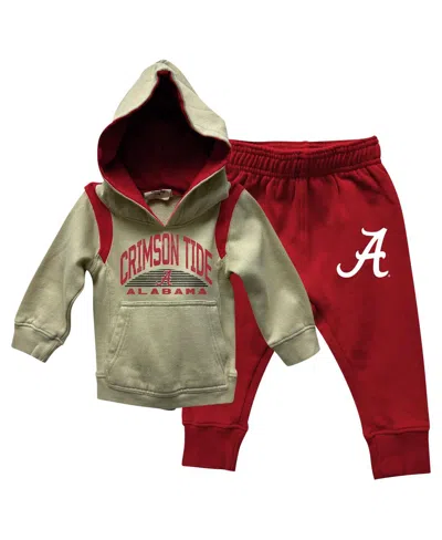 Wes & Willy Kids' Baby Boys And Girls Alabama Crimson Tide Color Block Pullover Hoodie And Sweatpants Set In Red