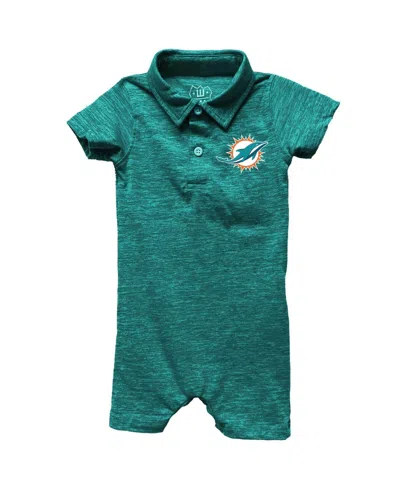 Wes & Willy Baby Boys And Girls Aqua Miami Dolphins Short Leg Cloudy Yarn Polo Bodysuit In Green