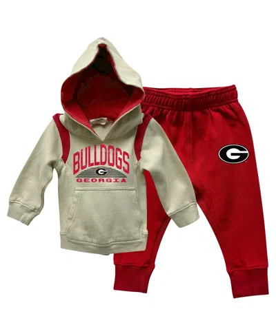 Wes & Willy Baby Boys And Girls Georgia Bulldogs Color Block Pullover Hoodie And Sweatpants Set In Multi