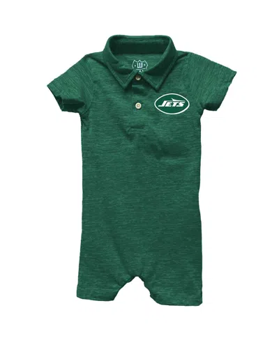 Wes & Willy Baby Boys And Girls Green New York Jets Short Leg Cloudy Yarn Polo Bodysuit